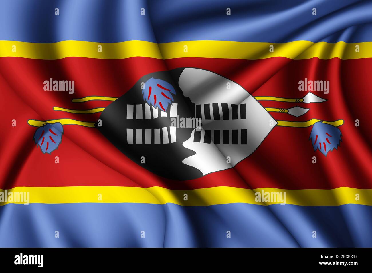3D render waving bandera de seda de Eswatini Foto de stock
