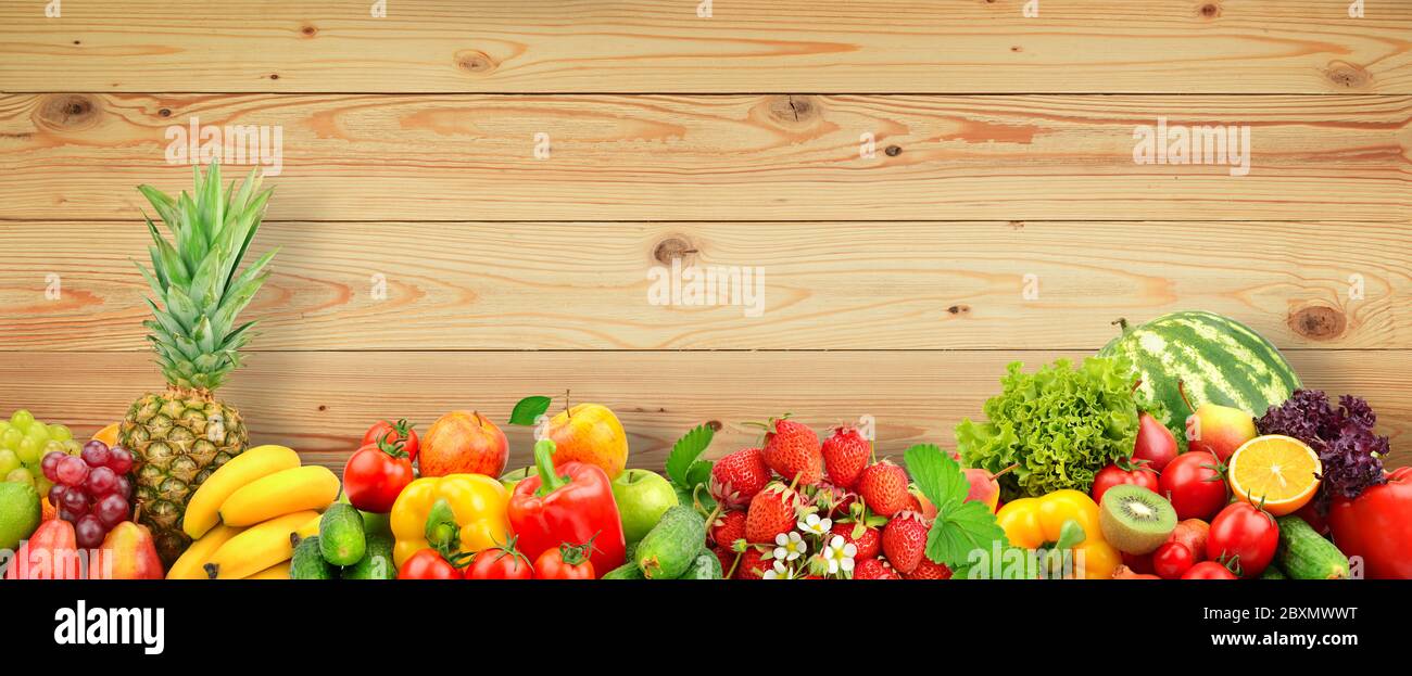 Verduras frescas y frutas de fondo Fotografía de stock - Alamy