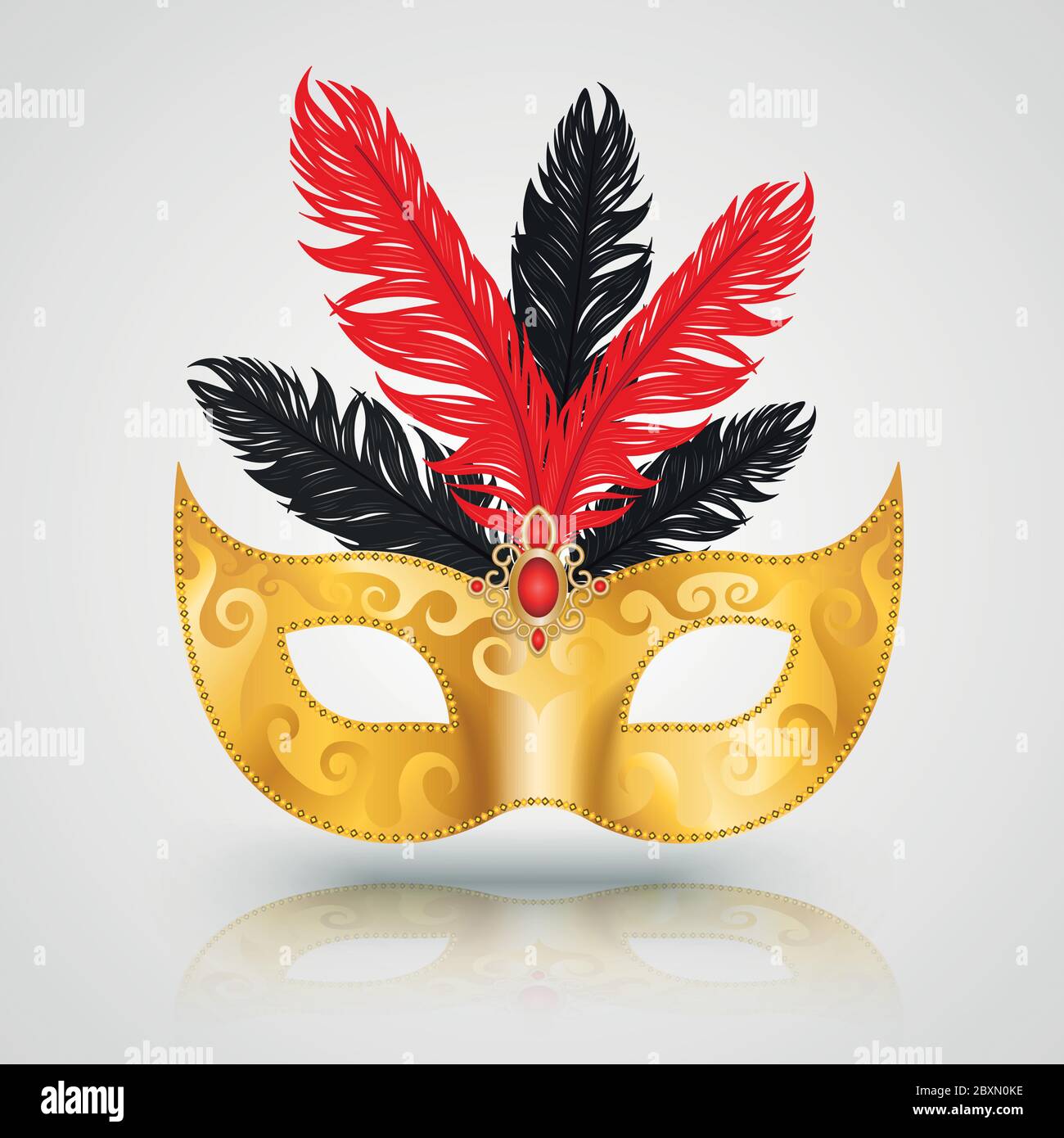 Carnavales de máscara de oro con ilustración vectorial de plumas para el  festival de carnaval Imagen Vector de stock - Alamy