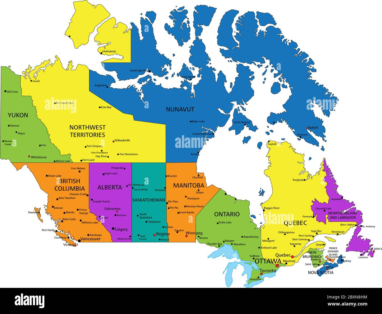 Mapa De Canada Y Sus Ciudades