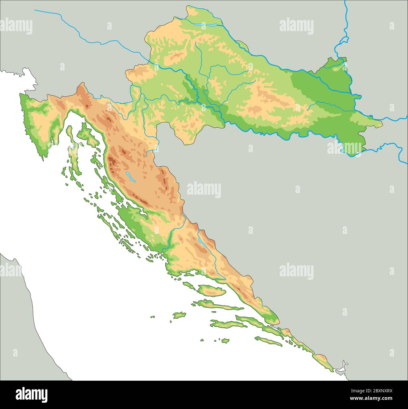 Mapa Fisico De Croacia Alto Detalle Imagen Vector De Stock Alamy