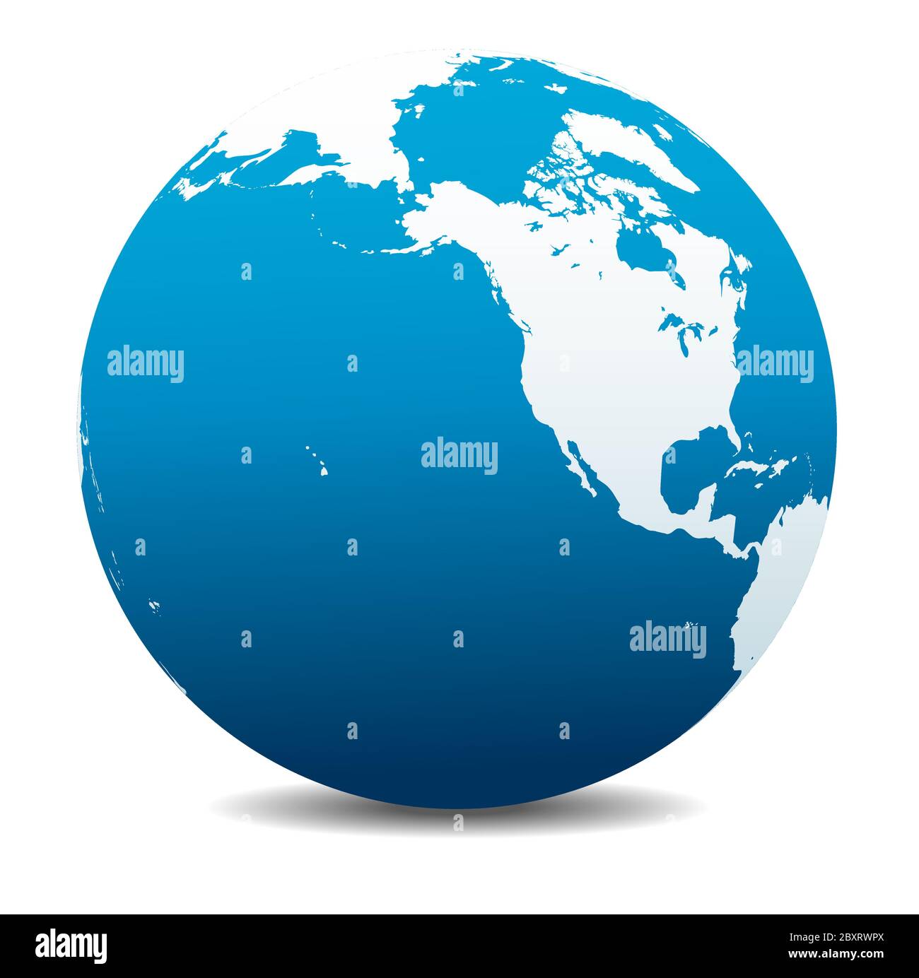 América del Norte, Canadá, Siberia y Hawai. Mapa vectorial icono del Mundo Globe, Tierra. Todos los elementos están en capas individuales en el archivo vectorial. Ilustración del Vector