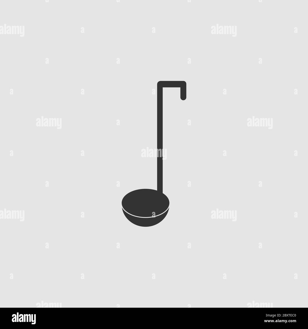 Cuchara cuchara icono plano. Pictograma negro sobre fondo gris. Símbolo