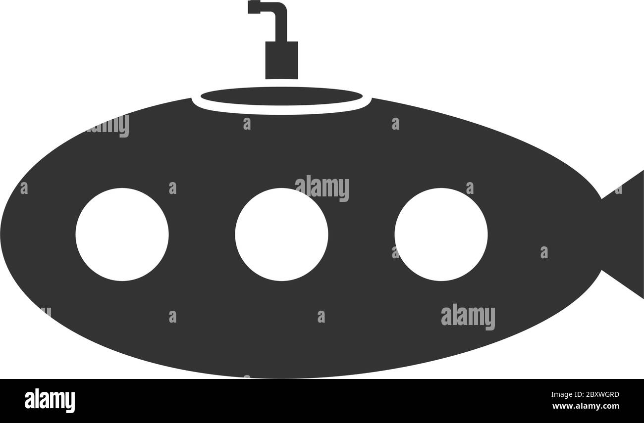 Submarino con periscopio. Icono negro plano sobre fondo blanco Ilustración del Vector