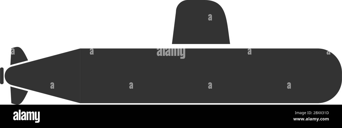 Submarino. Icono negro plano sobre fondo blanco Ilustración del Vector