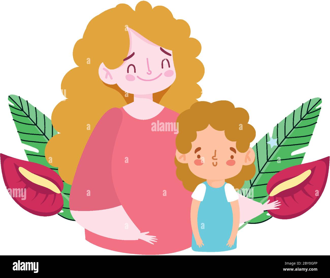 madre e hija personajes dibujos animados, día de familia vector ilustración  Imagen Vector de stock - Alamy