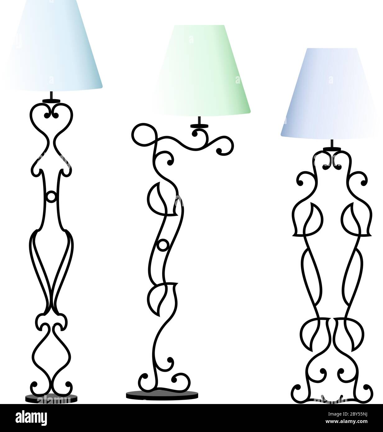 Ilustración de vector de lámpara de piso de mesa de hierro forjado Imagen Vector de stock Alamy