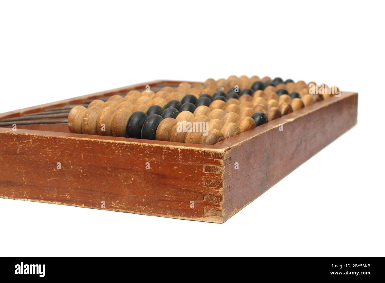 antiguo abacus de madera - calculadora obsoleta Foto de stock