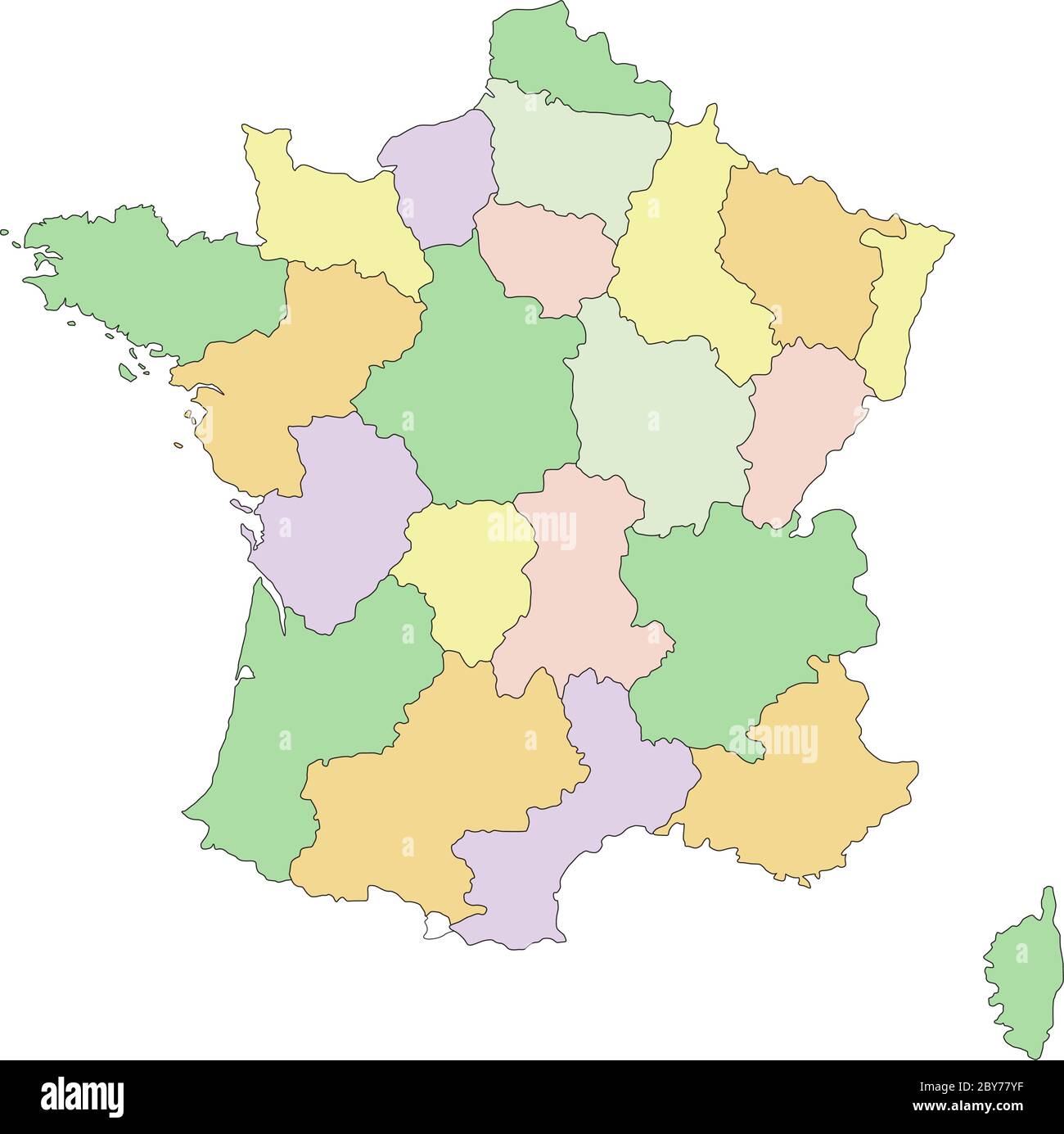 Francia - Mapa político altamente detallado editable. Ilustración del Vector