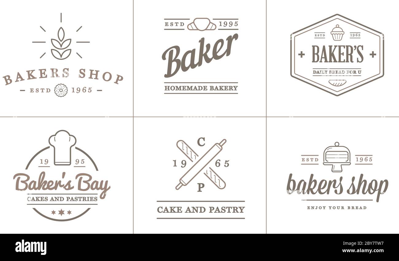 Conjunto de elementos de pastelería y pan iconos de panadería vectorial la  ilustración puede usarse como logotipo o icono en calidad superior Imagen  Vector de stock - Alamy