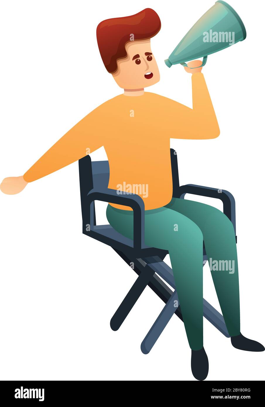 Icono de trabajo del director de escena. Dibujo animado del director de