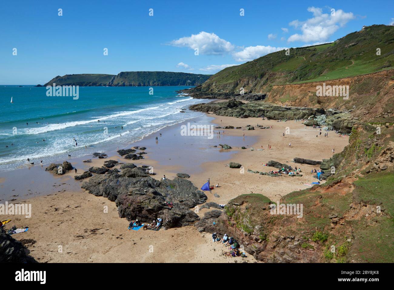 Rickham Sands, East Portlemouth, cerca de Salcombe, Devon, Inglaterra, Reino Unido Foto de stock