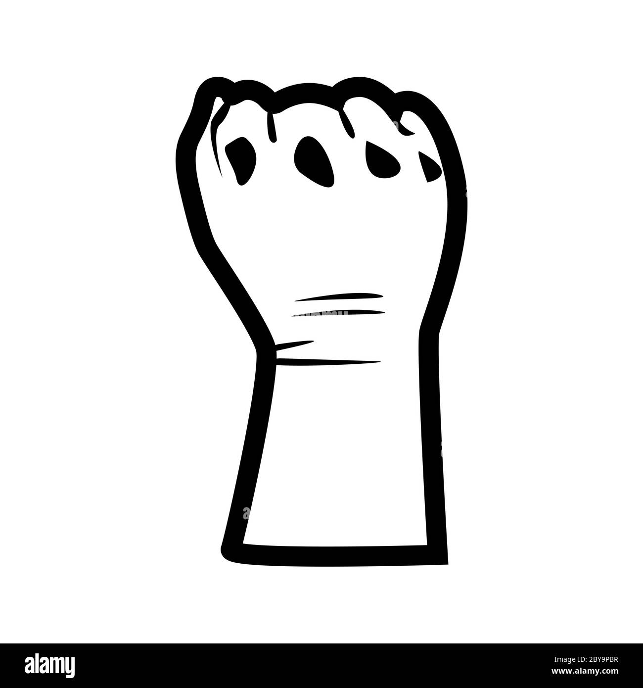 Símbolo de mano para vidas negras protesta en EE.UU. Para detener la violencia a los negros. Lucha por los derechos humanos de los negros en Estados Unidos. Estilo plano Foto de stock