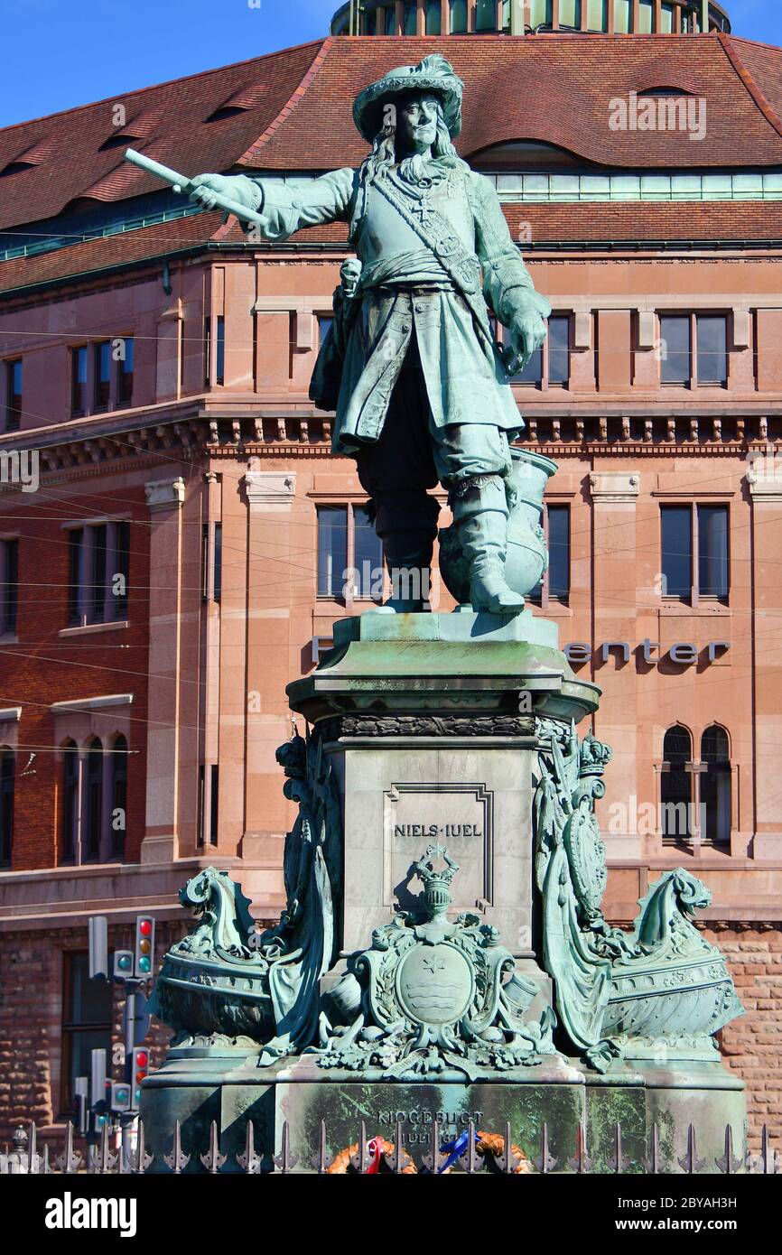 Estatua de Niels Juel, Copenhague, København, Dinamarca, Europa Foto de stock