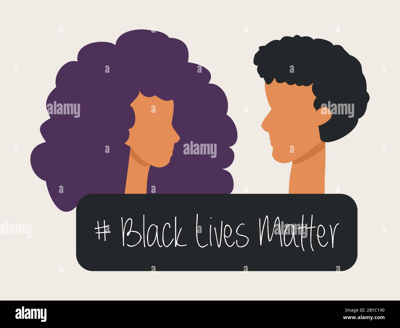 Ilustración de una mujer afro-americana y un hombre víctima del racismo - la vida negra importa Foto de stock