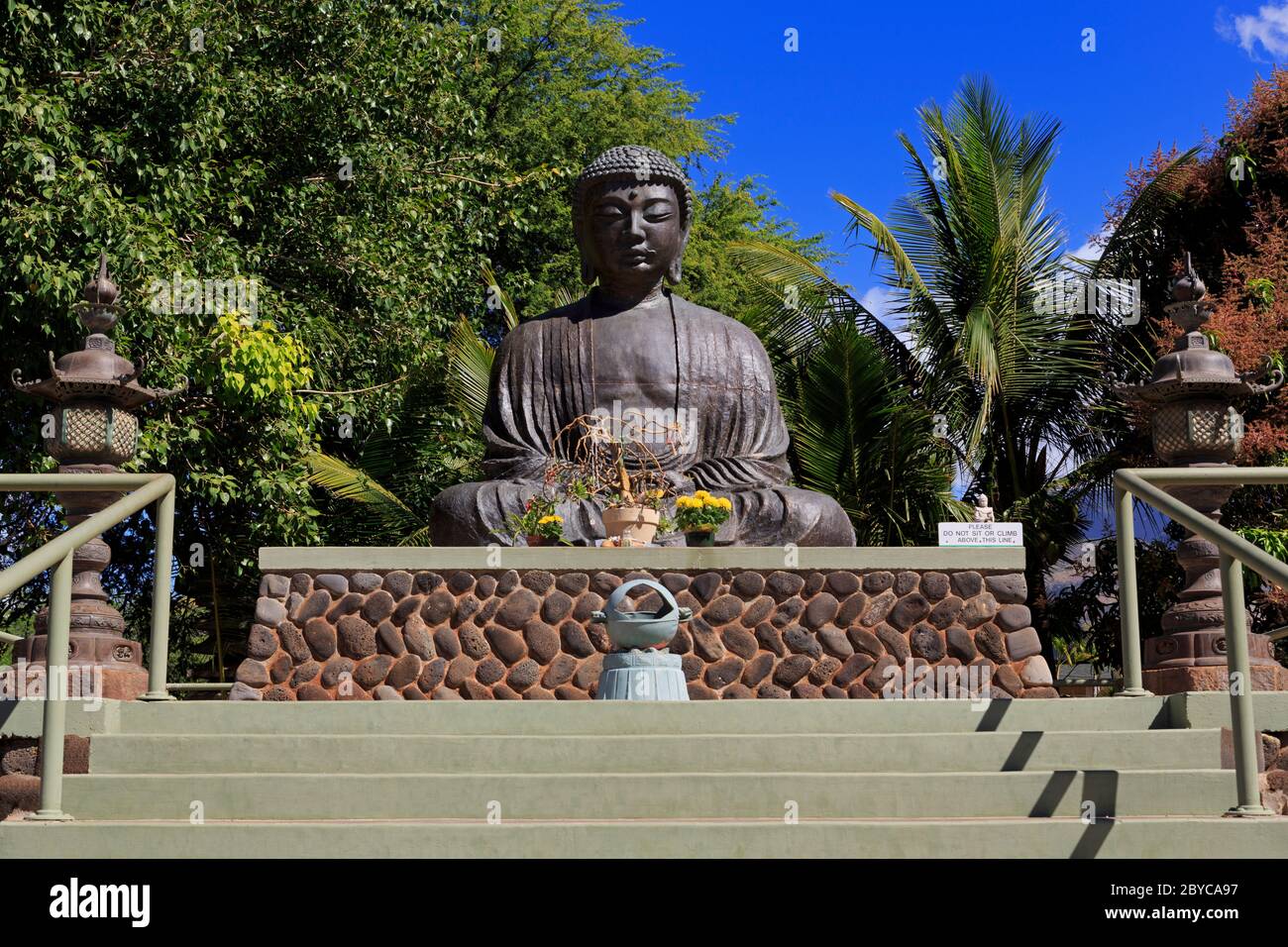 Gran Buda, Misión Lahaina Jodo, Lahaina, Isla Maui, Hawai, Estados Unidos Foto de stock