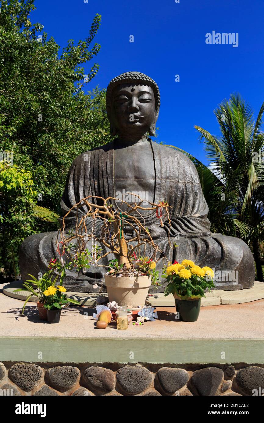 Gran Buda, Misión Lahaina Jodo, Lahaina, Isla Maui, Hawai, Estados Unidos Foto de stock