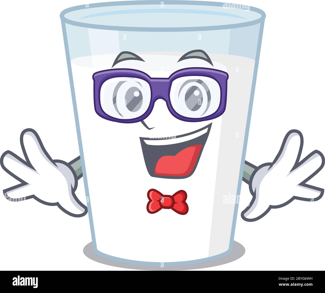 Dibujo de dibujos animados de un vaso de leche con géek usando vasos  extraños Imagen Vector de stock - Alamy