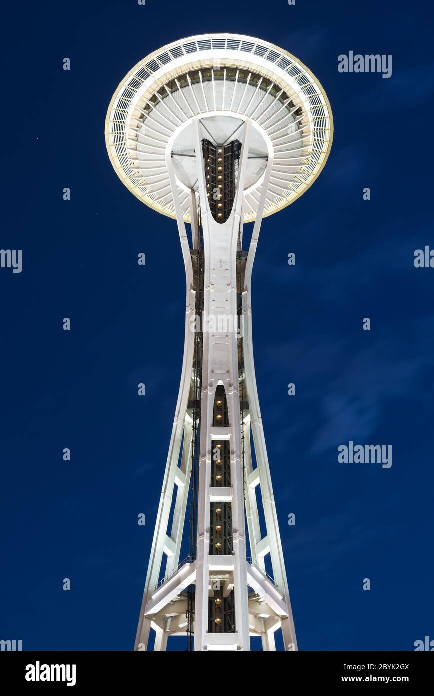 Seattle, Washington, Estados Unidos - una vista de la estructura de la aguja Espacial. Foto de stock