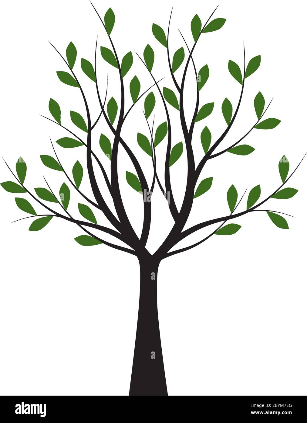 Árbol Con Hojas Verdes Contorno Vectorial Ilustración En La Planta Jardín Imagen Vector De 3554