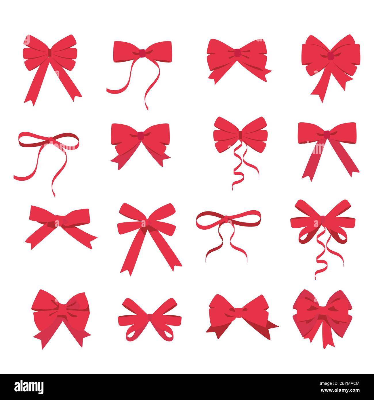 Conjunto de lazos rosa. Dibujos animados vector rosa cintas lazos satinados  para regalos de Navidad, tarjetas de regalo y paquete de lujo envuelta  aislado sobre fondo blanco Imagen Vector de stock -