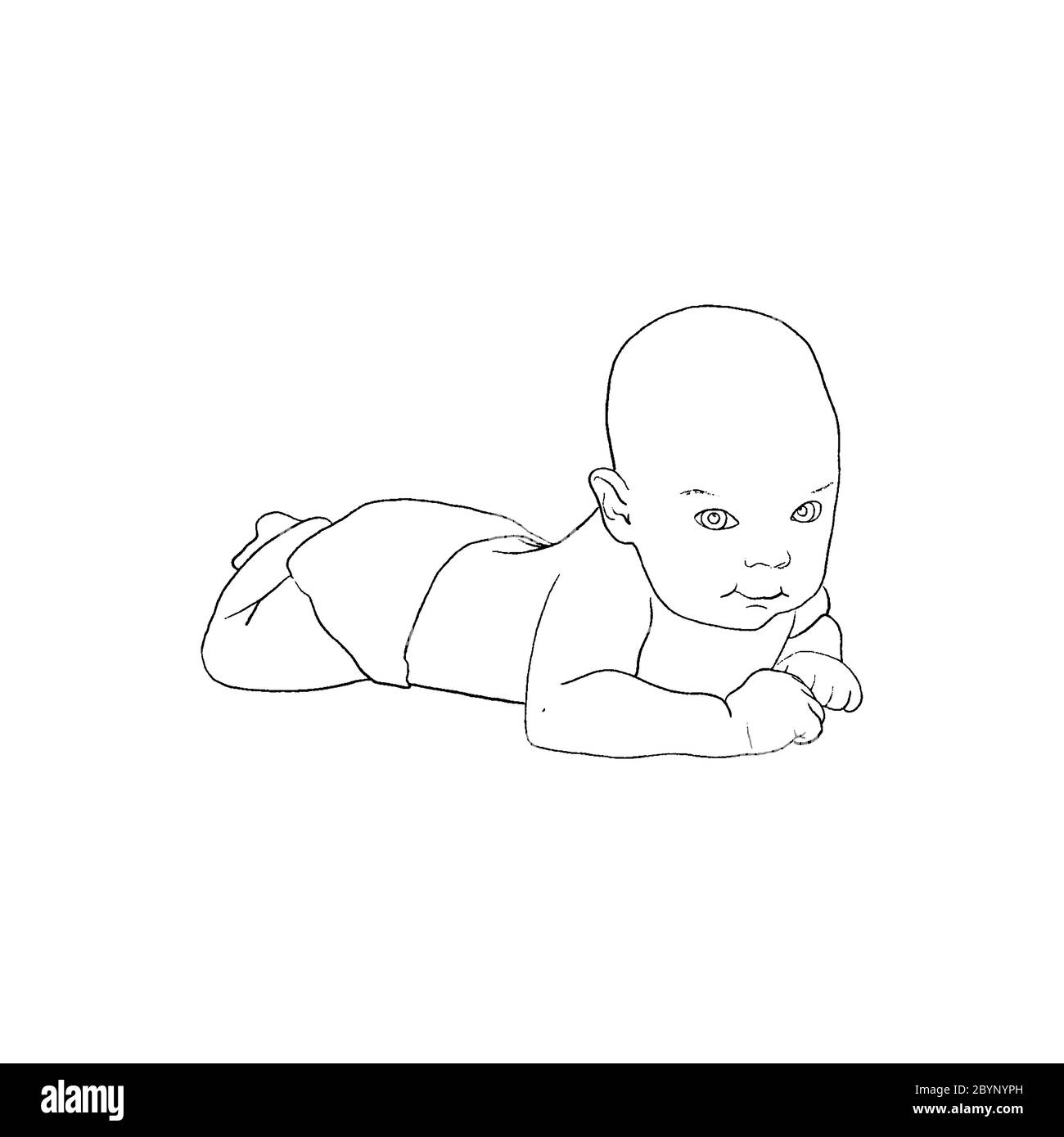 Bebé en pañales en blanco