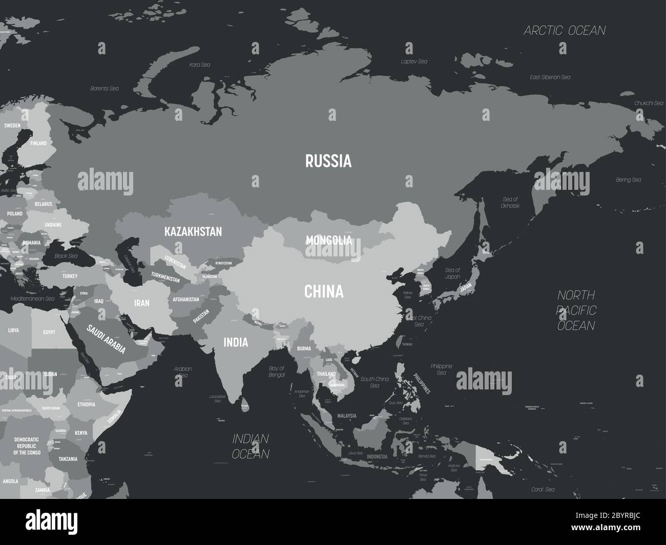 Continente asiático mapa con nombres fotografías e imágenes de alta  resolución - Alamy