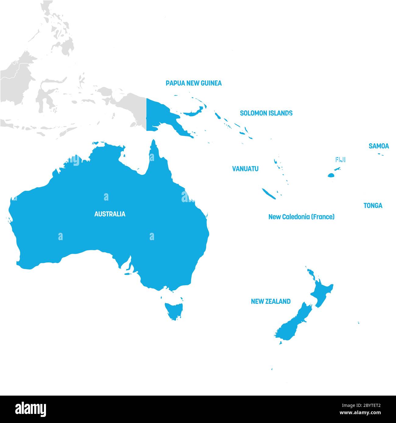 Región de Australia y Oceanía. Mapa