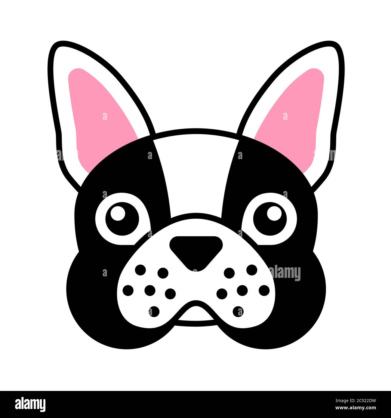 Cara de bulldog francés linda. Diseño para tarjetas de felicitación,  pegatinas, pósteres, alfiler, estampado y camisetas Imagen Vector de stock  - Alamy