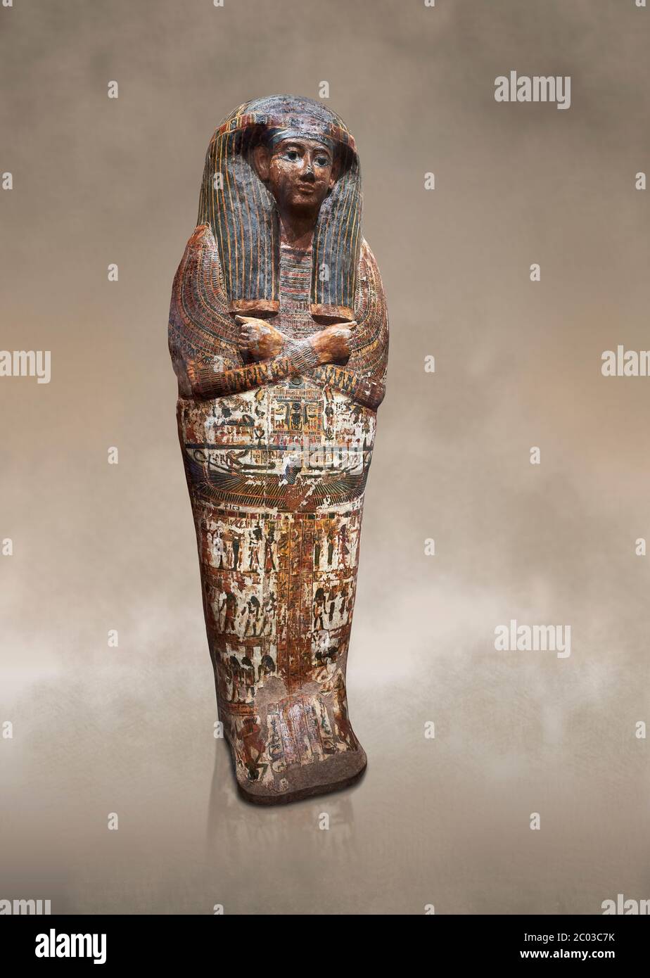 Antiguo sarcófago egipcio del escriba real Butehamon, Tebas, la 21ª Dinastía, reinado de Ramese XI, (1078 o 1077 AC). Museo Egipcio, Turín. Buteha Foto de stock