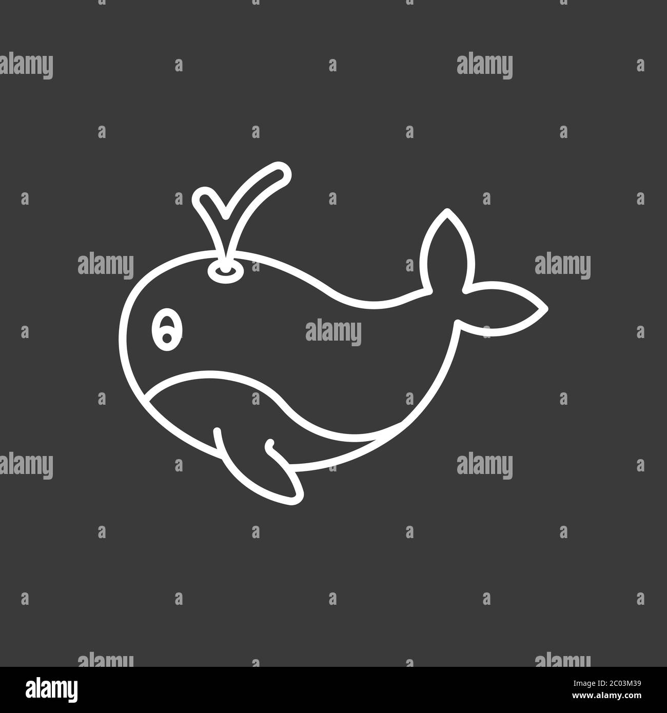Icono de vector de ballena. Bajo el agua. Símbolo animal aislado en el fondo. Ilustración del Vector