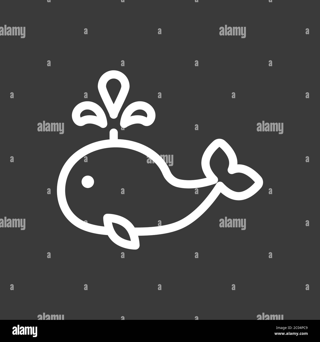 Icono de vector de ballena. Bajo el agua. Símbolo animal aislado en el fondo. Ilustración del Vector
