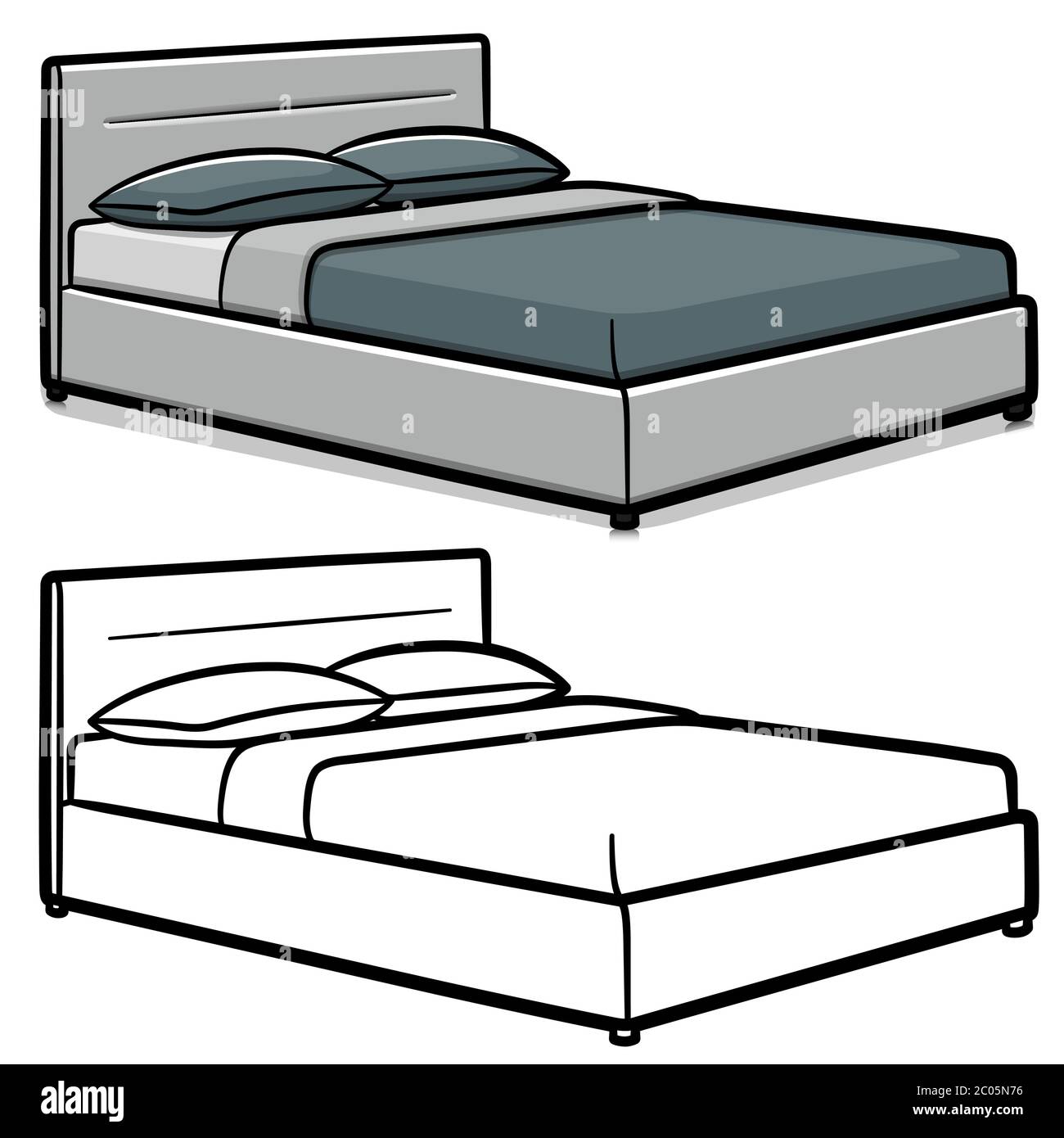 Ilustración vectorial de doble cama de dibujos animados aislados Imagen  Vector de stock - Alamy