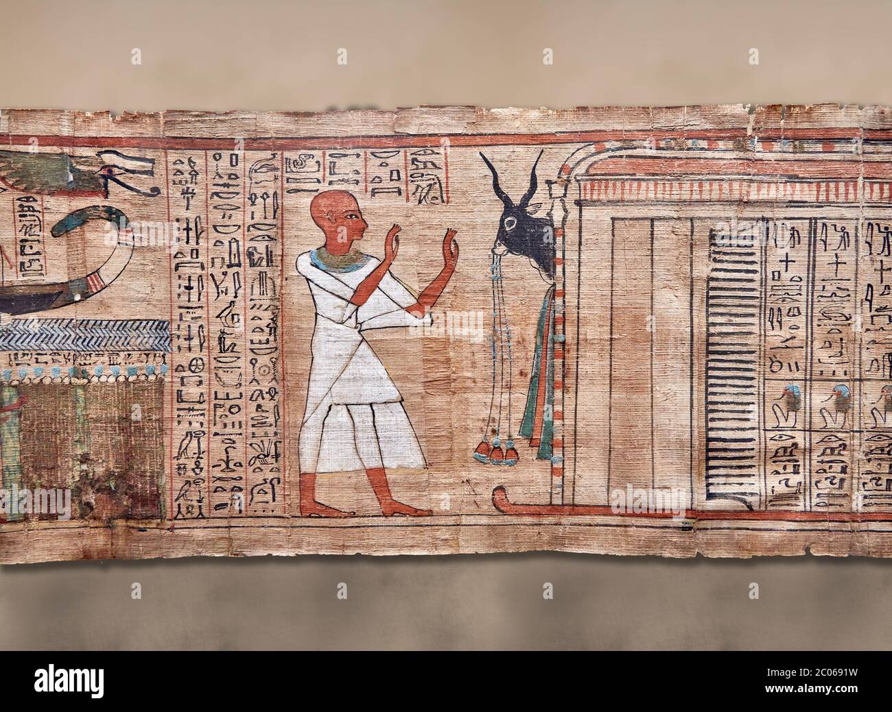 Antiguo libro egipcio del papiro muerto - Libro de los muertos, Tebas - 21ª Dinastía (1076-943C).Museo Egipcio de Turín. Durante la 21 Dynast Foto de stock