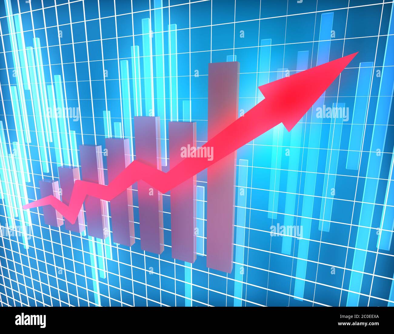 Flecha de éxito económico, estadísticas de mercado de valores éxito de carrera Foto de stock