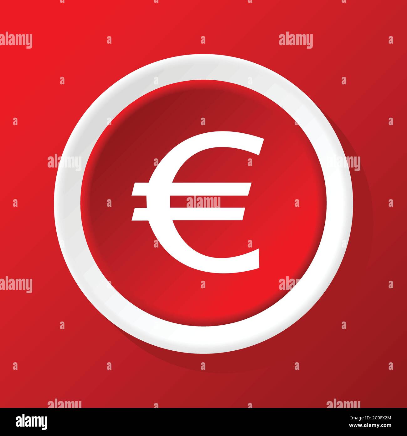 Símbolo del euro en rojo Foto de stock