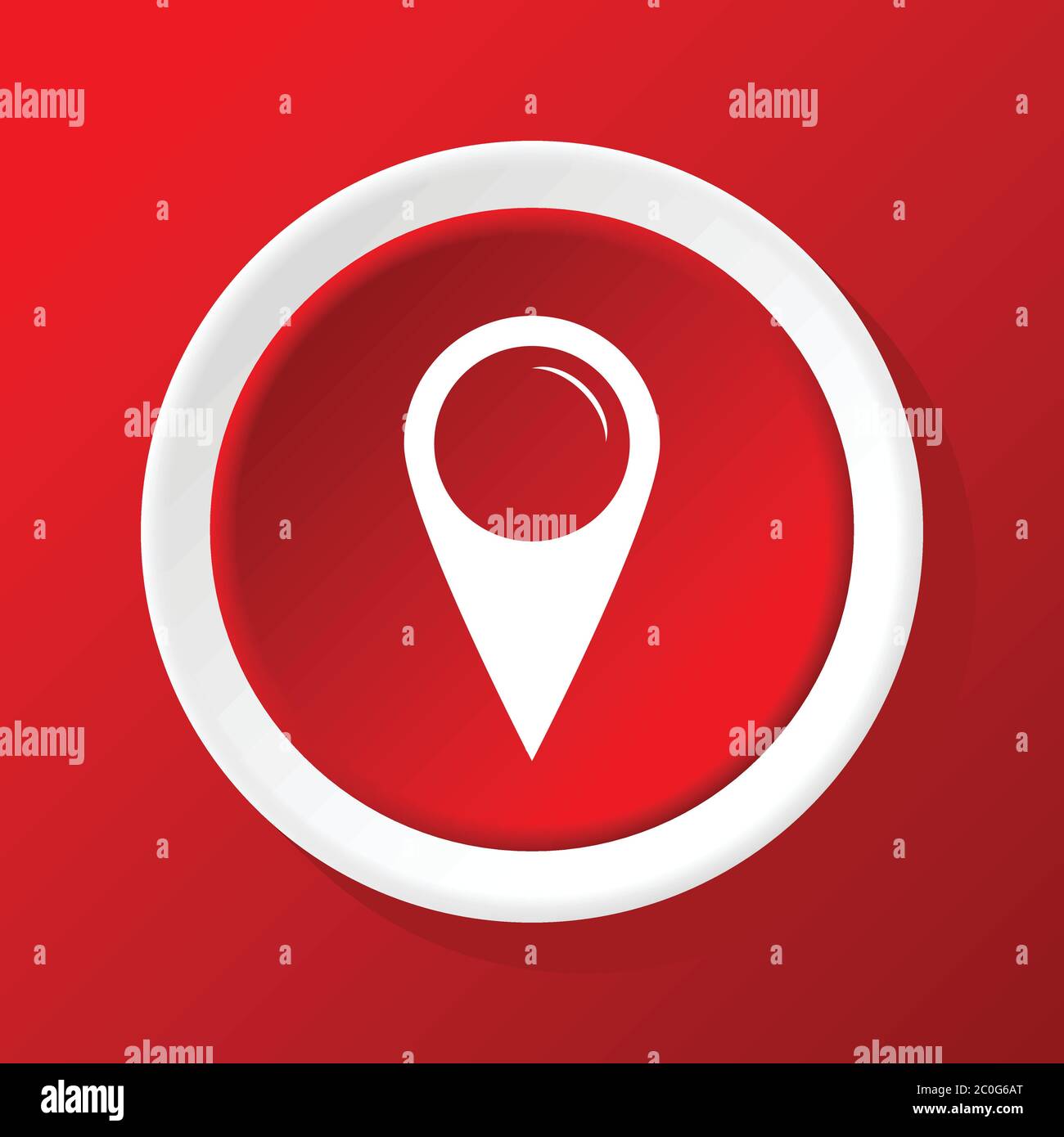Icono de puntero de mapa en rojo Foto de stock