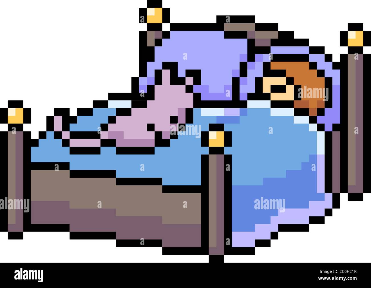 vector pixel arte cama sueño gato dibujos animados aislados Imagen Vector  de stock - Alamy