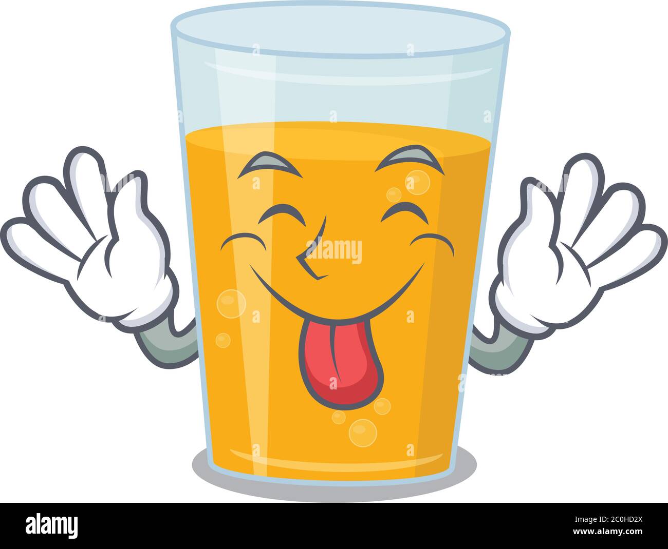 Divertido vaso de jugo de naranja diseño de dibujos animados con la lengua  fuera de la cara Imagen Vector de stock - Alamy