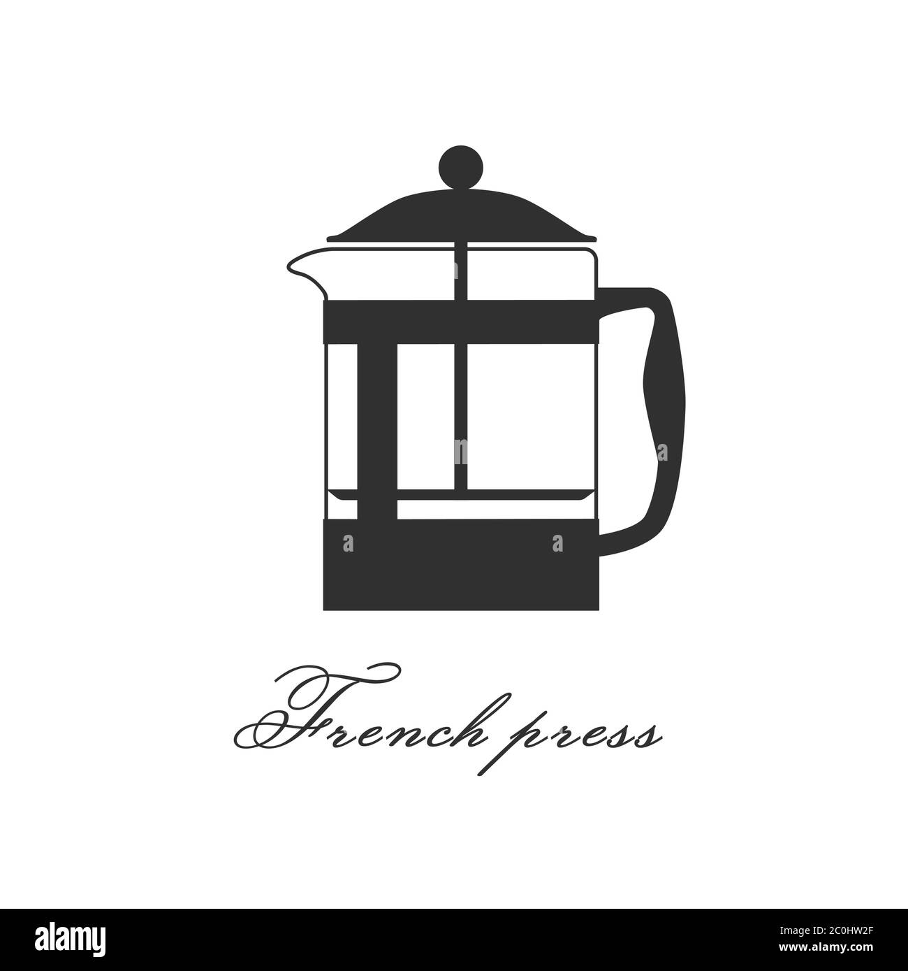 Cafetera con prensa francesa plano icono simple cafetera vectorial.  Ilustración gráfica aislada. Café instantáneo Imagen Vector de stock - Alamy