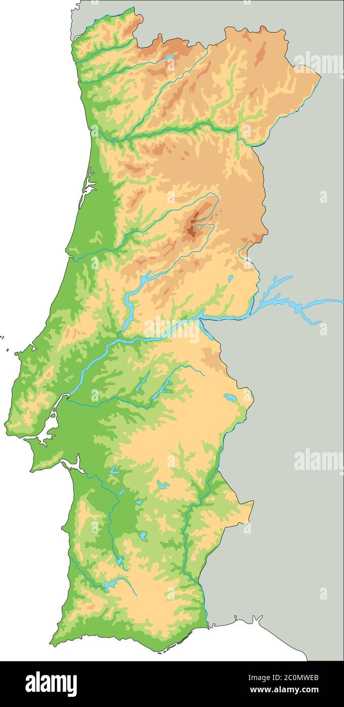 Mapa Físico De Portugal Alto Detalle Imagen Vector De Stock Alamy 1380