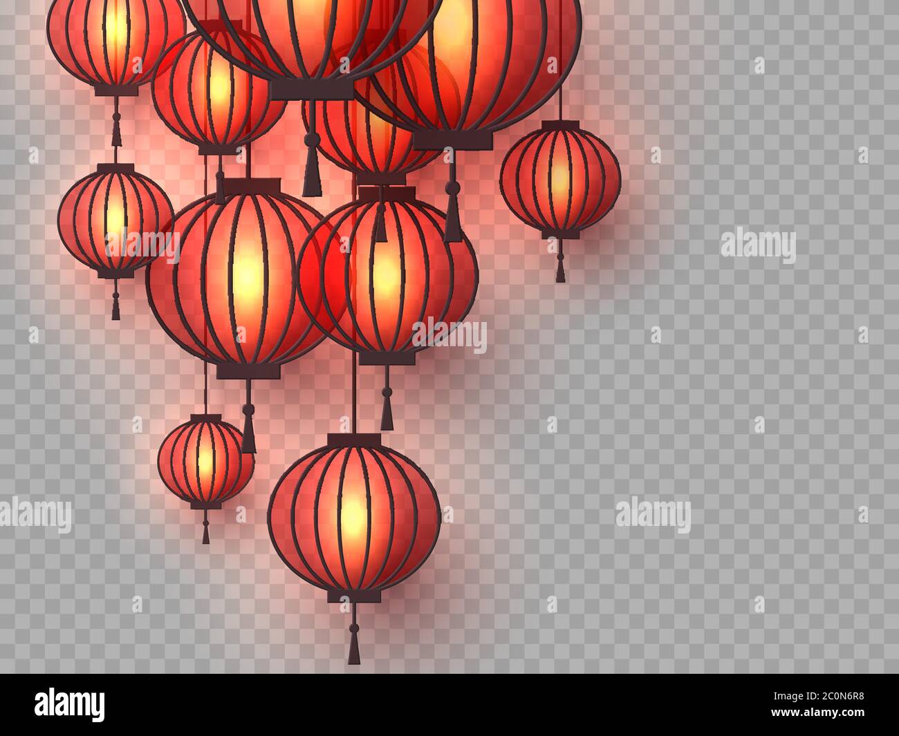 Faroles colgantes chinos en 3d Imagen Vector de stock - Alamy