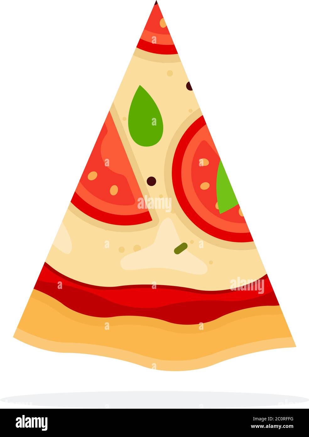 Corte triangular de Margherita Pizza plano icono vector aislado Ilustración del Vector