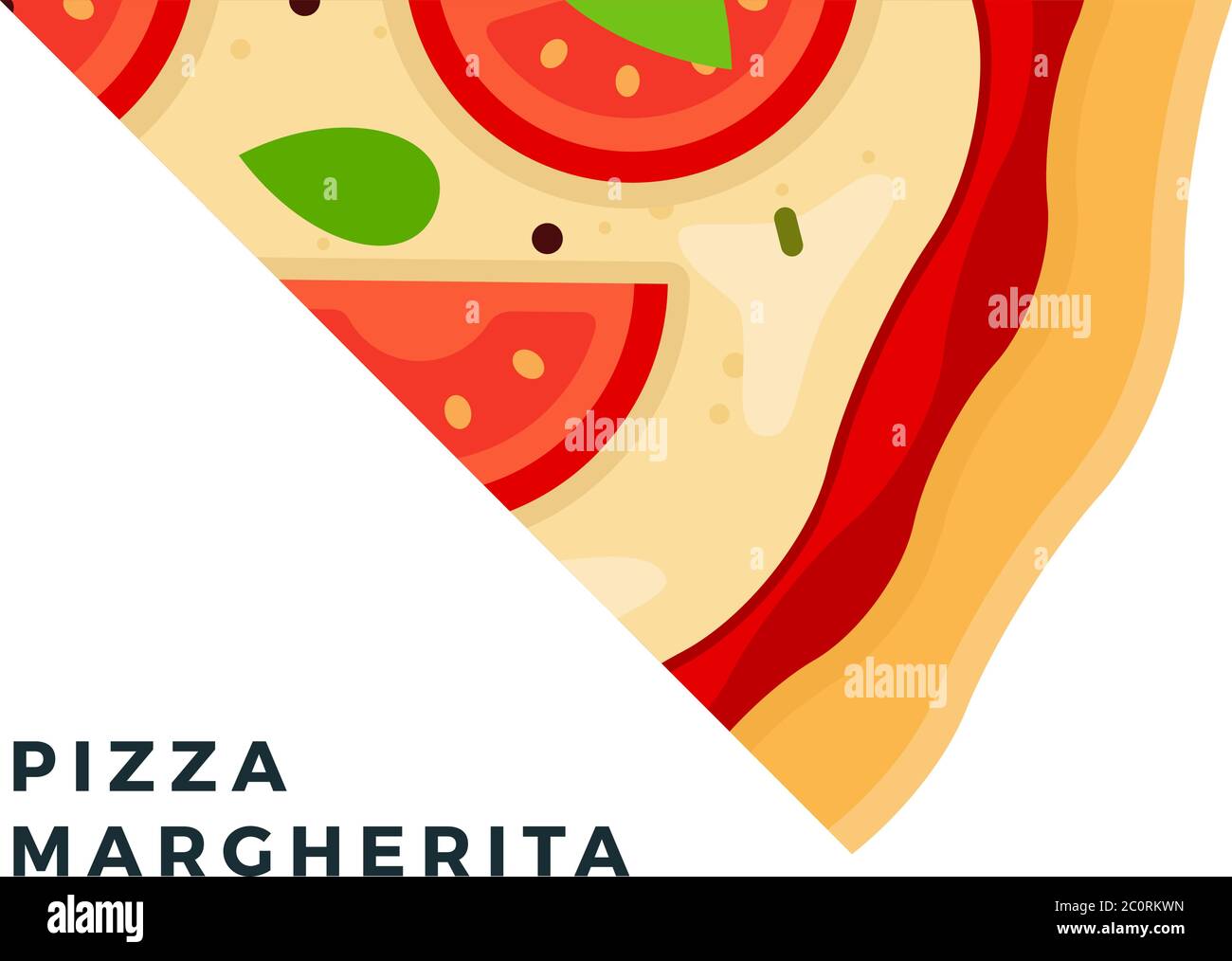 Margherita triangular Pizza pieza plana icono vector aislado Ilustración del Vector