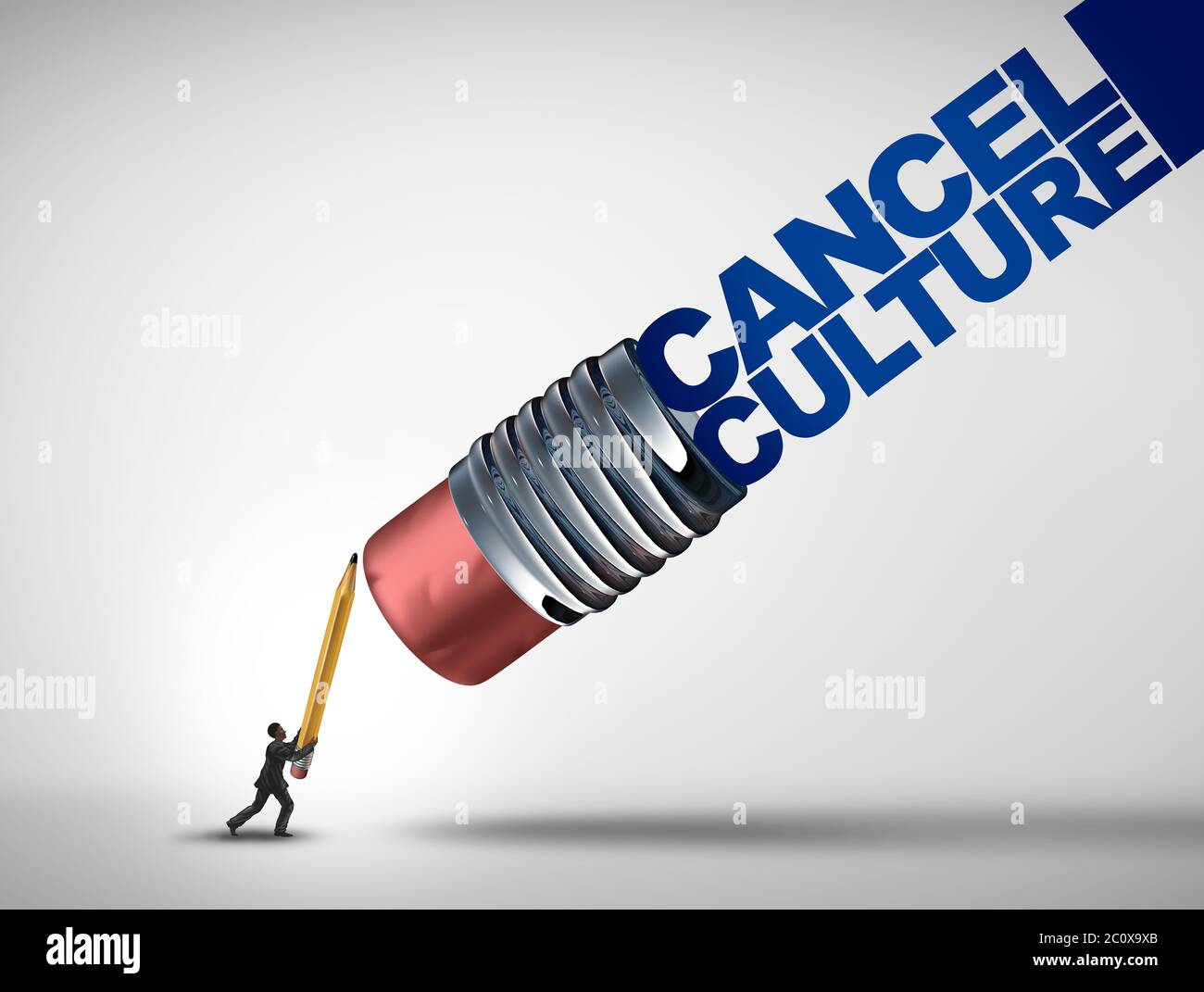 Cancelar la cancelación cultural o cultural y la censura de las redes sociales como la cancelación o restricción de opiniones que son ofensivas o controvertidas. Foto de stock