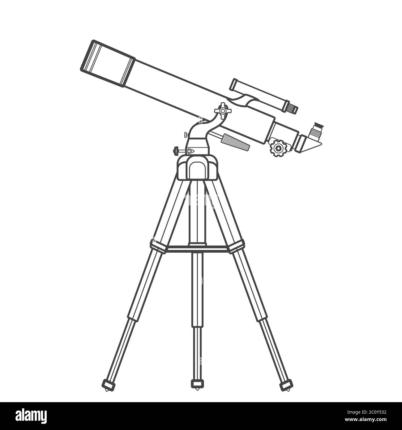 dibujo vectorial de telescopio refractor Fotografía de stock - Alamy