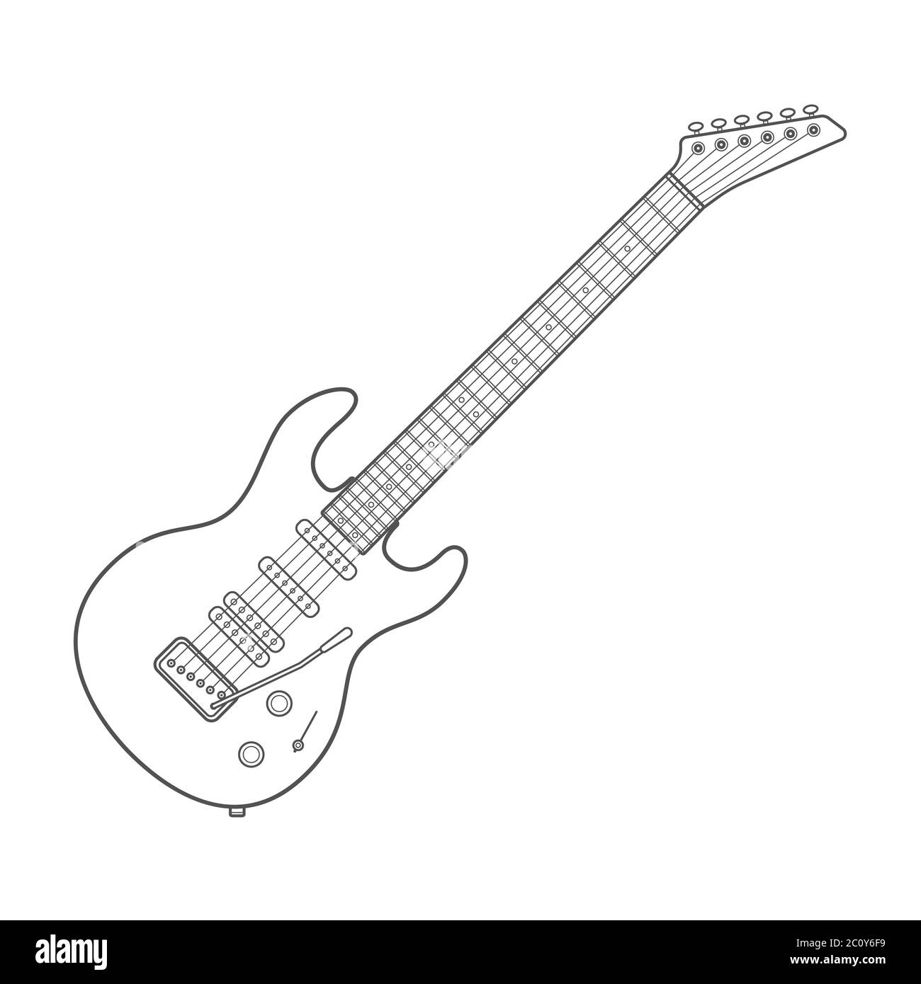 ilustración técnica de guitarra eléctrica de contorno oscuro Fotografía de  stock - Alamy