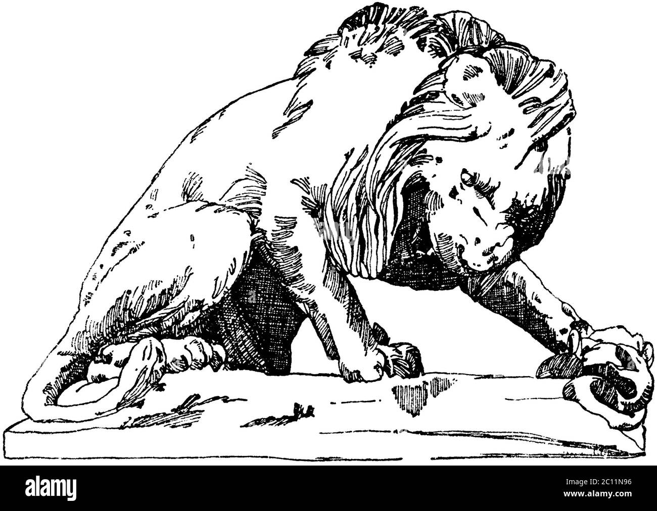 león / Panthera leo / Löwe aus den Tuilerien (Terrasse du bord-de-l'eau) en París. 19. Jahrhundert. (Baldus, Raguenet) / libro de patrones, ) Foto de stock