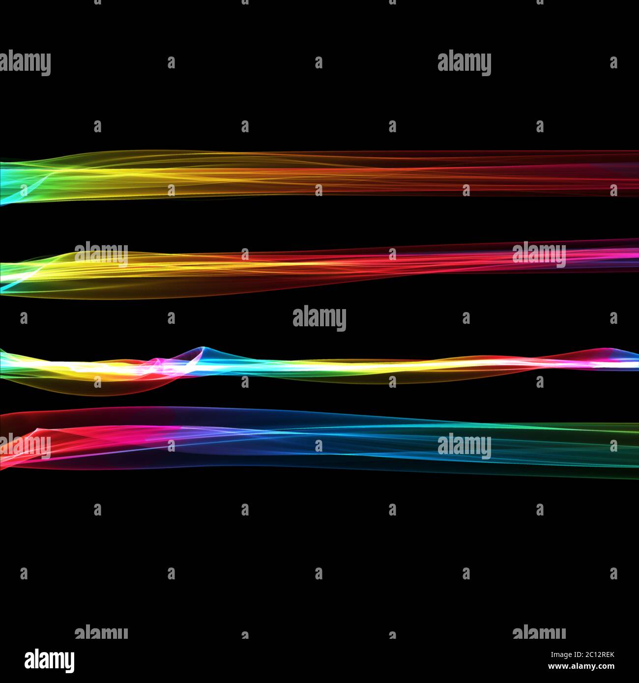 Juego De Cepillos De Fuego Humo Arcoiris Abstracto Sobre Fondo Negro Ondulado Elegante Coleccion De Elementos Para Su Diseno Y Arte Fotografia De Stock Alamy