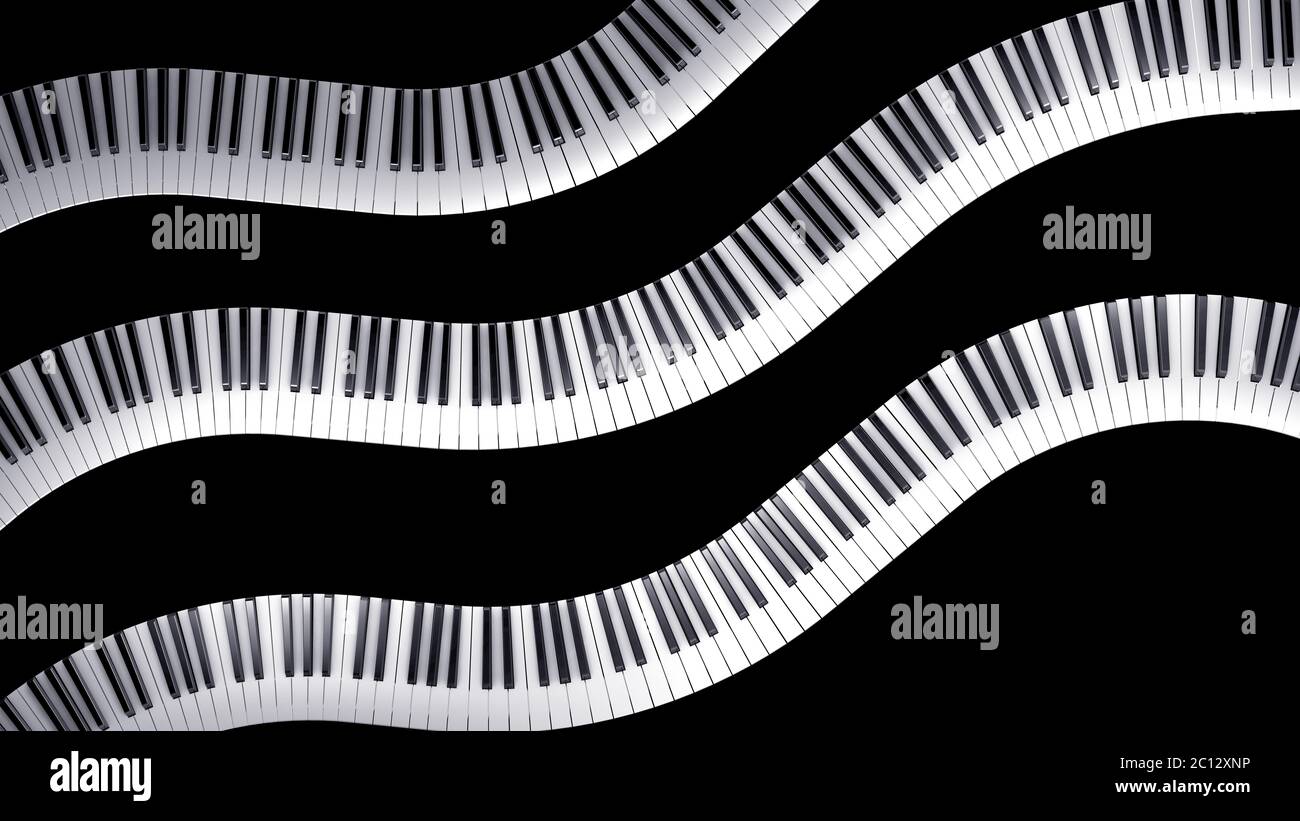 Teclado musical doblado en forma de onda de un piano - ilustración 3d  Fotografía de stock - Alamy